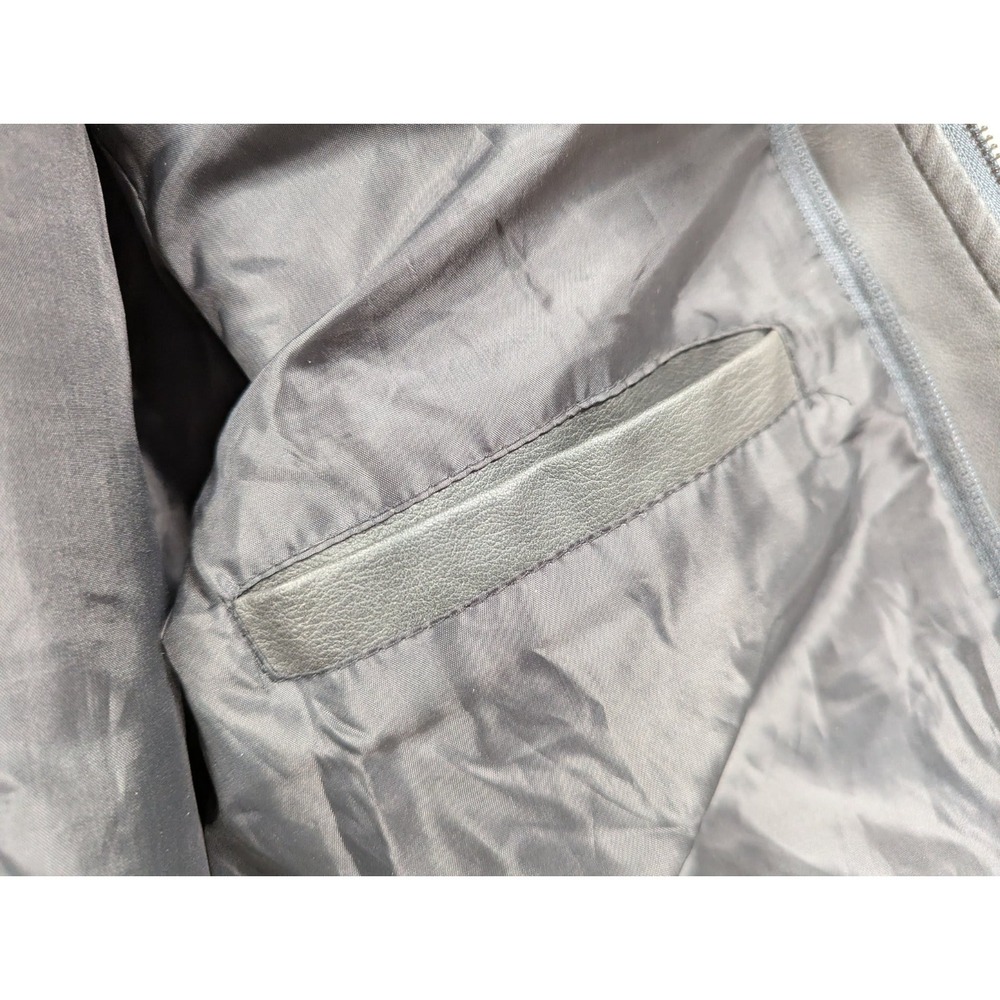 Minnesota Vikings NFL Faux Leather Moto Jacket Size Large Team Logos Zip Pockets - Picture 8 of 15